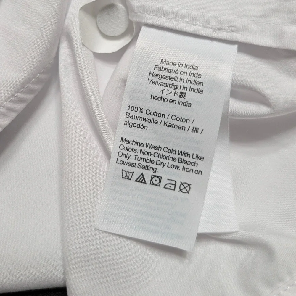 Madewell Puff Sleeve Button Down Band Collar Shirt White Cotton Poplin Blouse S - Picture 10 of 13